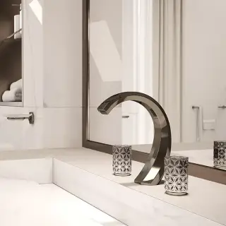 THG Nihal Porcelaine Noire Смеситель для раковины на 3 отверстия, с донным клапаном, цвет: Aranja (black nickel)