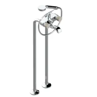 THG Nihal Porcelaine Ivoire Смеситель для ванны, напольный, с ручным душем и шлангом 150см., цвет: Хром