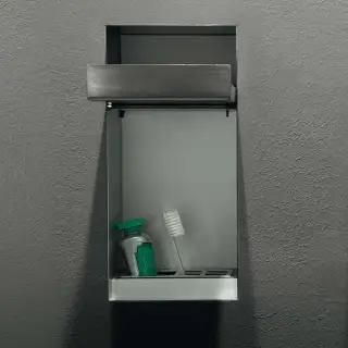 Antonio Lupi Sesamo Держатель для дозатора или для зубных щеток, встраиваемый в стену, из нержавеющей стали AISI 304, отделка алюминий