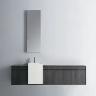 NOORTH milldue edition SINTESI Комплект мебели 180см, меламин, с раковиной из Milltek solid, полувстроенным зеркальным шкафчиком, подвесной, Цвет: Venato fumo-723