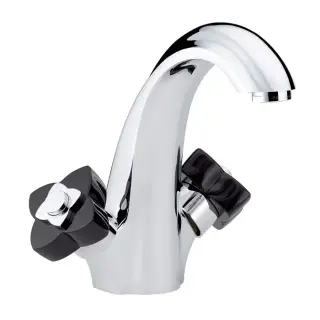 THG Petale de Cristal noir Смеситель для раковины, 1 отв., цвет: хром/черный хрусталь