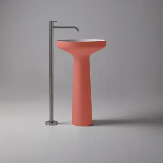 Antonio Lupi Ago Раковина 50х85 см, без отв., напольная, слив в пол, с сифоном, гибким шлангом и донным клапан, Flumood, внешний цвет: Bambola, внутри белый