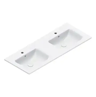 Catalano Italy Раковина 125x50см двойная, с 2 отв., цвет: белый глянцевый