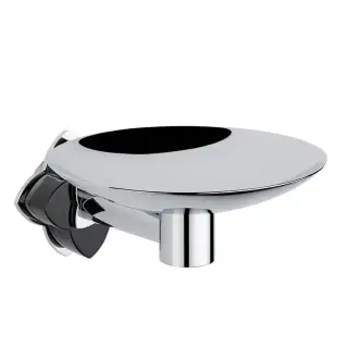 THG Petale de Cristal noir Мыльница металлическая &oslash; 15см., подвесная, цвет: хром/черный хрусталь