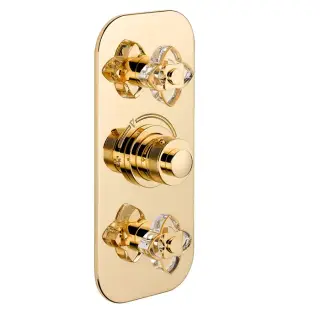 THG Pétale de Cristal clair liseré doré Смеситель для душа, термостатический, 2 потока, цвет: золото/прозрачный хрусталь с золотым декором