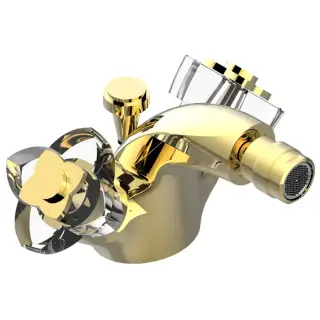 THG Pуtale de cristal clair Смеситель для биде, 1 отв., цвет: золото/прозрачный хрусталь