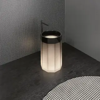 Antonio Lupi Vitreo Раковина напольная &Oslash;50х85см, с подсветкой LED, слив в пол, Cristalmood, пьедестал матовый, цвет: Fume