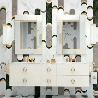 Oasis Daphne Композиция №24 Комплект мебели подвесная, 179х52.5хh220см, цвет: Bianco glossy/золото