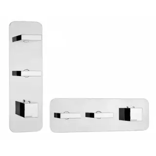Bossini Rectangular Термостат для душа, встраиваемый, с девиаторм/запорным вентилем на 2 - 4 выхода, уст-ка верт/гор., цвет: хром