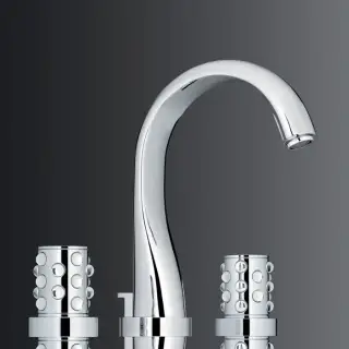 THG Mossi Смеситель для раковины, 3 отв., цвет: хром/прозрачный хрусталь