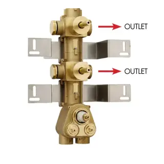 Bossini Встраиваемая часть термостата с 2 запорными клапанами, (2 выхода) высокой пропускной способности на &frac34;