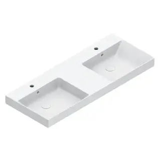 Catalano Zero Раковина 125x50см двойная, c 2 отв., цвет: белый глянцевый