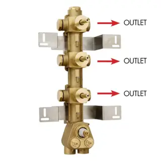 Bossini Встраиваемая часть термостата с 3 запорными клапанами, (3 выхода) высокой пропускной способности на &frac34;
