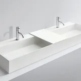 NOORTH milldue edition Раковина 144.5х47.2х12 см, с 1 отв.,  двойная, накладная, цвет: белый