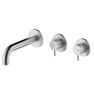 Bossini Nobu Наружная часть монорычажного смесителя для ванны с переключением на 2 выхода и изливом на ванну 190 мм., цвет: нержавеющая сталь