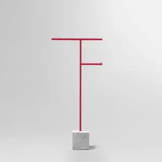 Antonio Lupi Bivio Стойка напольная 65см., с полотенцедержателем и держателем туалетной бумаги, база из мрамора Carrara satinato, цвет: Melograno goffrato