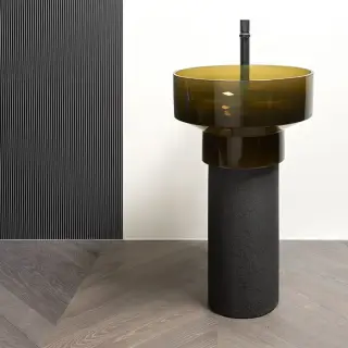 ANTONIO LUPI Borghi Раковина накладная &Oslash;50х33 см, с пьедесталом, Cristalmood, с донным клапаном, цвет Gran Cru