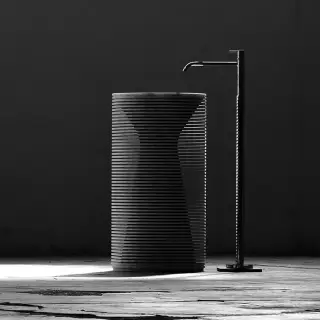 Antonio Lupi Introverso Раковина 45х85 см, без отв., без перелива, с д/клапаном, сифоном, слив в пол, мрамор, цвет: Marmo Carrara