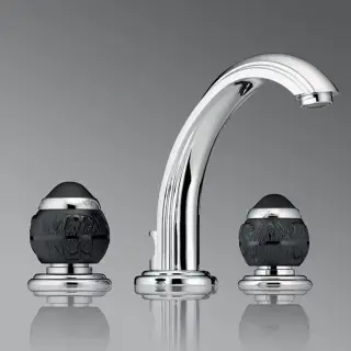 THG Panthere Cristal noir Смеситель для раковины, 3 отв., цвет: хром/черный хрусталь