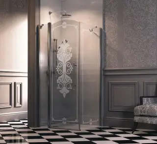 Ограждение в нишу HUPPE Design victorian ST1000 + Design victorian SW1000 DV0303.092.343 + DV0503.092.339 хром глянцевый/cтекло прозр-ное clear grace/стекло стенки с узором clear ipmerial