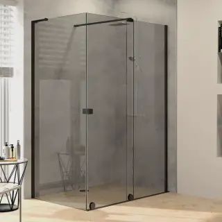 Ограждение в нишу HUPPE Xtensa pure XT0203.123.368 + XT0307.123.368 проф.черн.мат/стекло серое AP