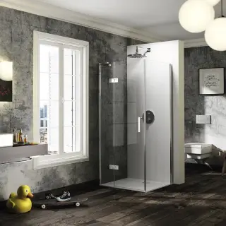 Ограждение в нишу HUPPE SOLVA SAK C SOLO T 21HY1H блестящее серебро/прозрачное стекло