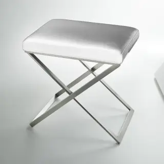 3SC Lino & Lone Стульчик для ванной, цвет: White Leather/Matt Satin Nickel LONE/NX/01