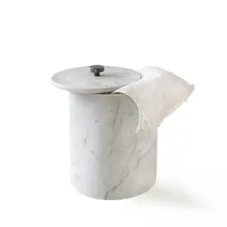 3SC Apuana 2.0 Ведро для мусора с крышкой, напольное, цвет: White Statuario Marble/Matt Black Nickel AP65ACFM