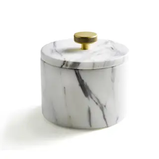 3SC Apuana 2.0 Контейнер для хранения d12x8,5h см, цвет: White Statuario Marble/Matt Satin Brass AP48ALX