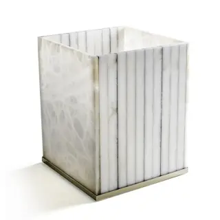 3SC Rigato Ведро для мусора без крышки, напольное, цвет: Alabaster/Polished Gold 24Kt AL65GD