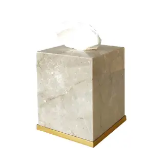 3SC Elegance Marmo Контейнер для салфеток 13х13хh15см, цвет мрамор botticino золото Lucido EL71ABTGD
