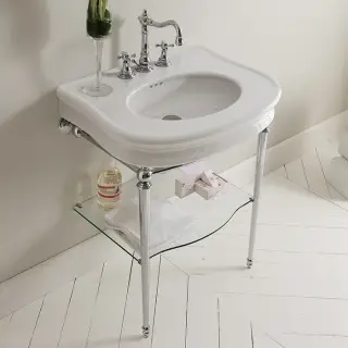 3SC Консоль Florian 90х54хh86см, с раковиной, сиф. и стекл.полочкой, цвет хром FL3090SL