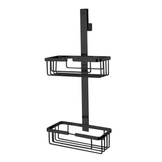 3SC Appy Полочка-корзинка двойная 25х12хh57 см, подвесная на стекло, цвет: черный матовый APPY2NO