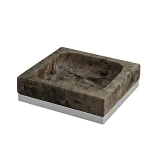 3SC Palace Marmo Мыльница с мраморной чашей Emperador Dark, настольная, цвет: хром PA01AEMSL