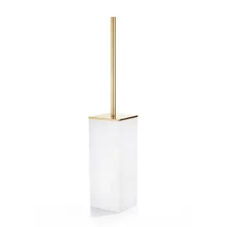 3SC MooD White Ершик для унитаза напольный с латунной колбой, цвет: золото/белый MW17AGD