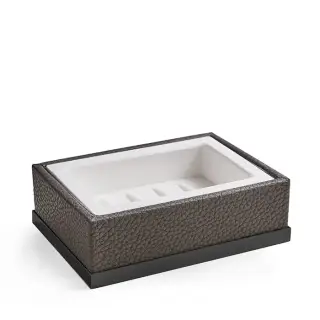 3SC Milano Мыльница с керамической чашей, настольная, с эко-кожей, цвет: черный матовый ML01ANO