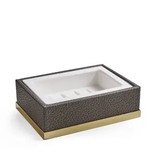 3SC Milano Мыльница с керамической чашей, настольная, с эко-кожей, цвет: золото Lucido ML01AGD