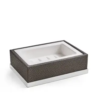 3SC Milano Мыльница с керамической чашей, настольная, с эко-кожей, цвет: белый матовый ML01ABO