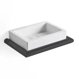 3SC Guy Мыльница с композитной чашей Solid Surface, подвесная, цвет: черный матовый GU01NO