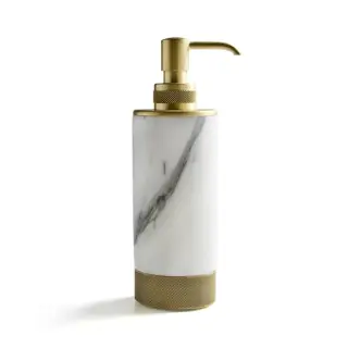 3SC Apuana 2.0 Дозатор для жидкого мыла настольный, мраморная колба, цвет: Statuario/бронза матовая AP01DABM