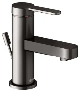 Keuco Ixmo Смеситель для раковины рычажный 60, с д/к и гарнитуром для слива, цвет: титан черный 59504 353000