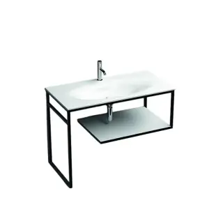 Kerasan Shape Louise Консоль под раковину 120x50 см, напольная с белой полкой, цвет: Nero matt 9333K4