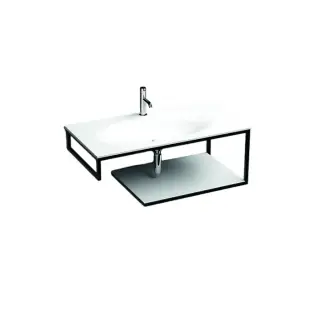 Kerasan Shape Louise Консоль под раковину 100x50 см, подвесная с белой полкой, цвет: Nero matt 9324K2