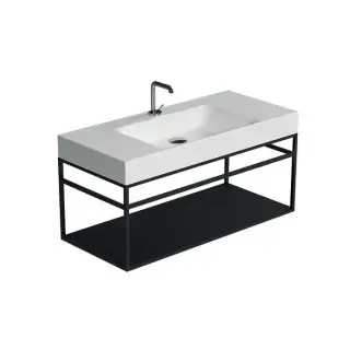 Kerasan Cento Консоль под раковину на 100 см подвесная, с металлической полкой, цвет: Nero matt 925131 Nero matt