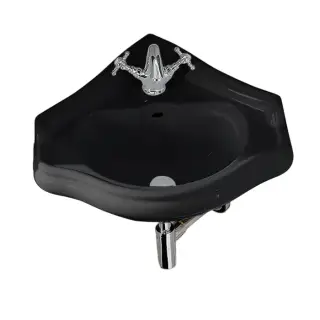 Kerasan Retro Раковина угловая 57,5x41 см, с 1 отвер. под смеситель и переливом, цвет: Nero lucido 103204 Nero lucido *1