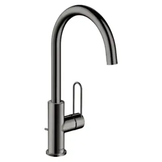 Axor Uno Смеситель для раковины высокий на 1 отверстие с дон. клап., цвет: полированный черный хром 38036330