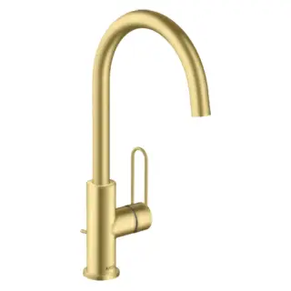 Axor Uno Смеситель для раковины высокий на 1 отверстие с донным клапаном, цвет: шлифованная латунь 38036950