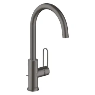 Axor Uno Смеситель для раковины высокий на 1 отверстие с донным клап., цвет: шлифованный черный хром 38036340