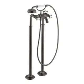 Axor Montreux Смеситель для ванны напольный с двумя крестообр. рукоятками, цвет: шлиф. черный хром 16547340