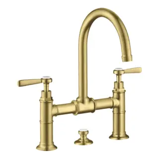 Axor Montreux Смеситель для раковины на 3 отверстие с донным клапаном, цвет: шлифованная латунь 16511950